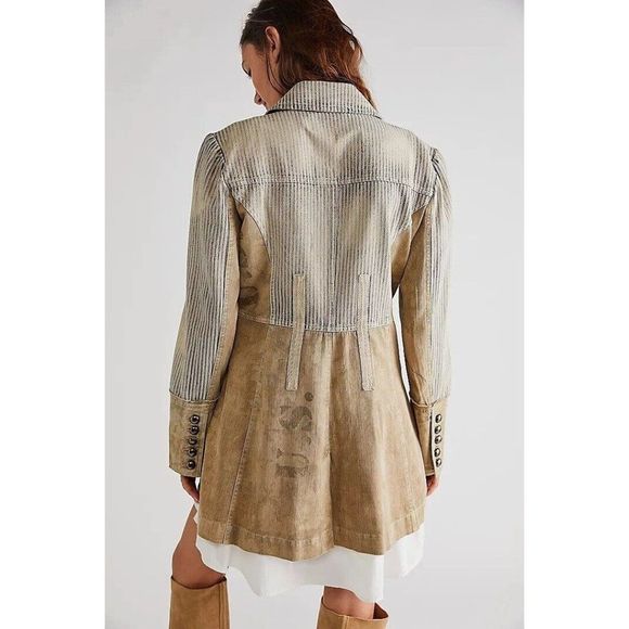 NWT WE THE FREE PEOPLE Sz XS BLUES TOWN RAILROAD JACKET In INDIGO RAILROAD - Picture 2 of 3